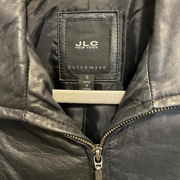 JLC New York  Leather Jacket FULL ZIP UP Size S Black Soft Pockets - Picture 8 of 15